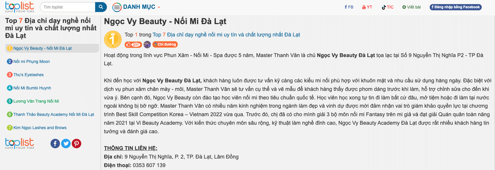 Nối mi đà lạt Ngọc Vy Beauty 9 Nguyễn Thị Nghĩa, P2 Nối mi đà lạt Ngọc Vy Beauty 9 Nguyễn Thị Nghĩa, P2